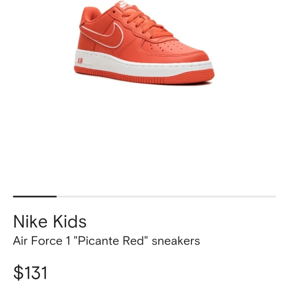 Like New Size 7 Youth Nike Kids Air Force 1 Picante Red Sneakers